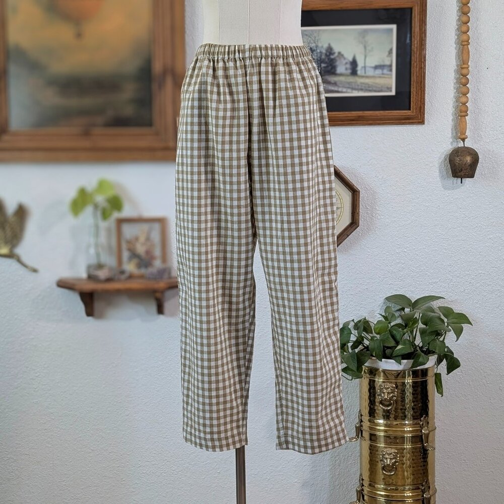 Amente Natural Beige Gingham Pants